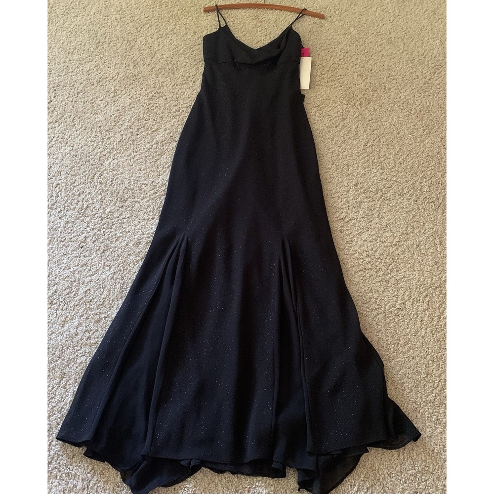 Morgan and Co Maxi Dress with Rhinestone Straps Size 5/6 Black